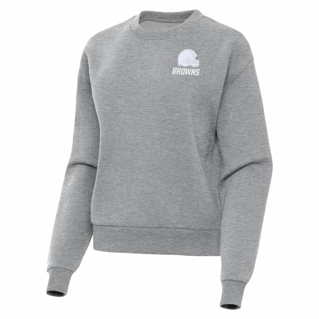 Cleveland Browns Antigua Women's Victory Crew Pullover Sweatshirt - Heather Gray sale
