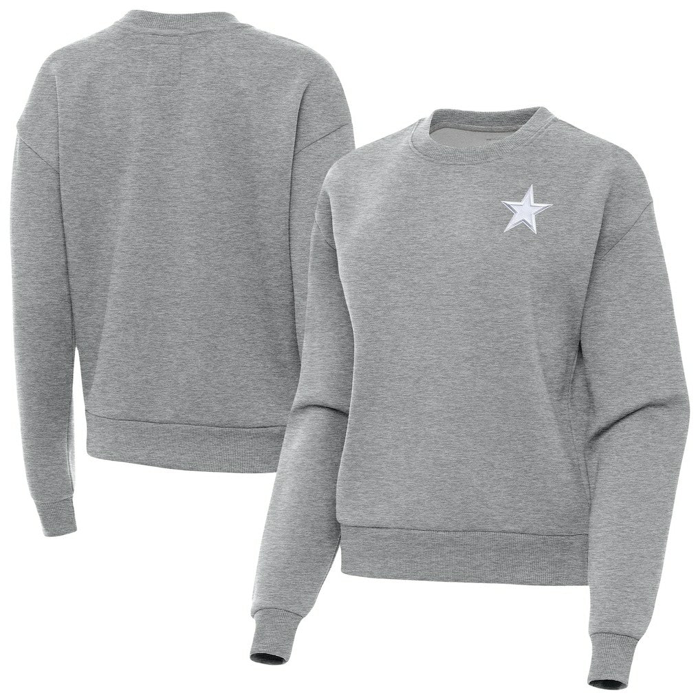 Dallas Cowboys Antigua Women's Victory Crew Pullover Sweatshirt - Heather Gray discount