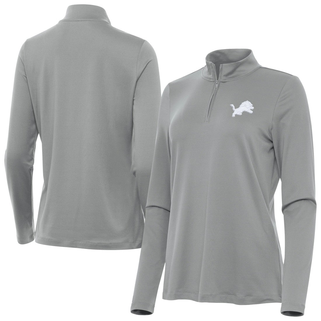 Detroit Lions Antigua Women's Reprocess Quarter-Zip Top - Gray for sale