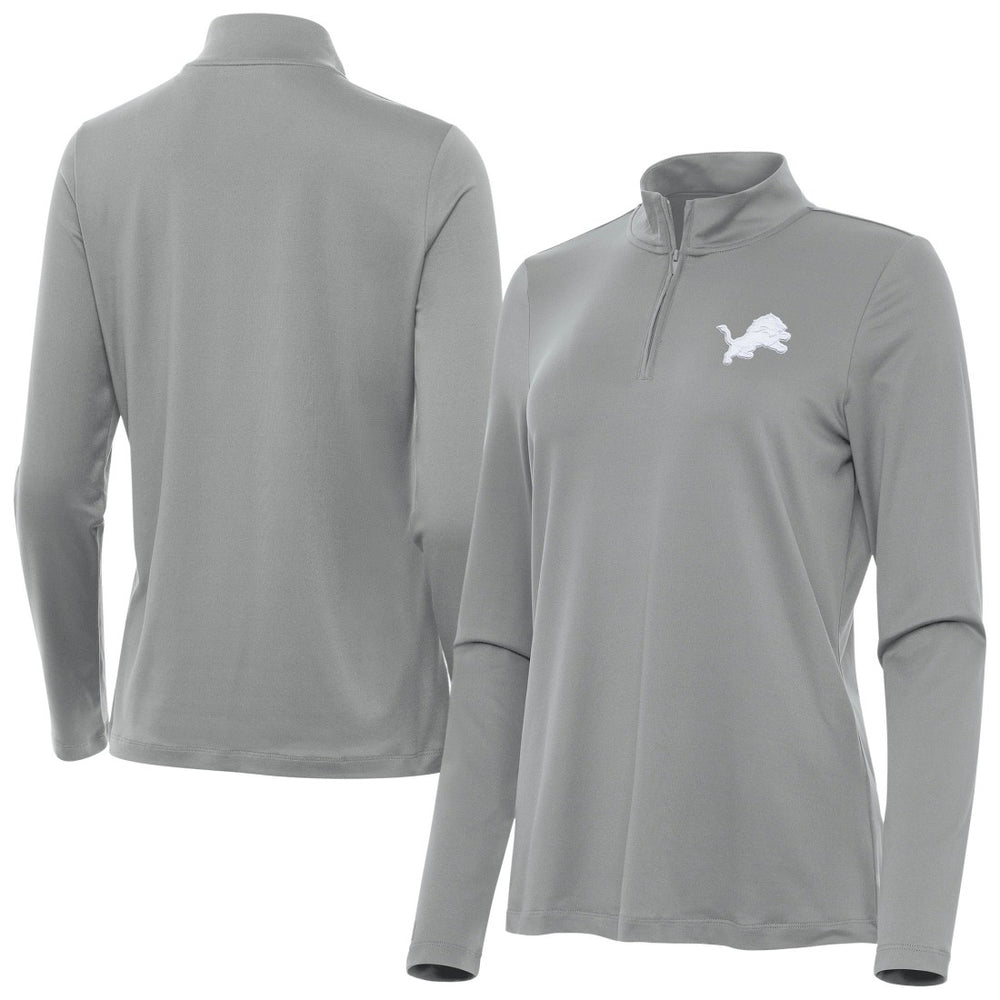 Detroit Lions Antigua Women's Reprocess Quarter-Zip Top - Gray for sale