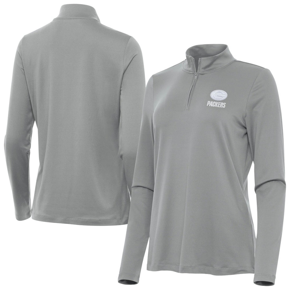 Green Bay Packers Antigua Women's Reprocess Quarter-Zip Top - Gray discount