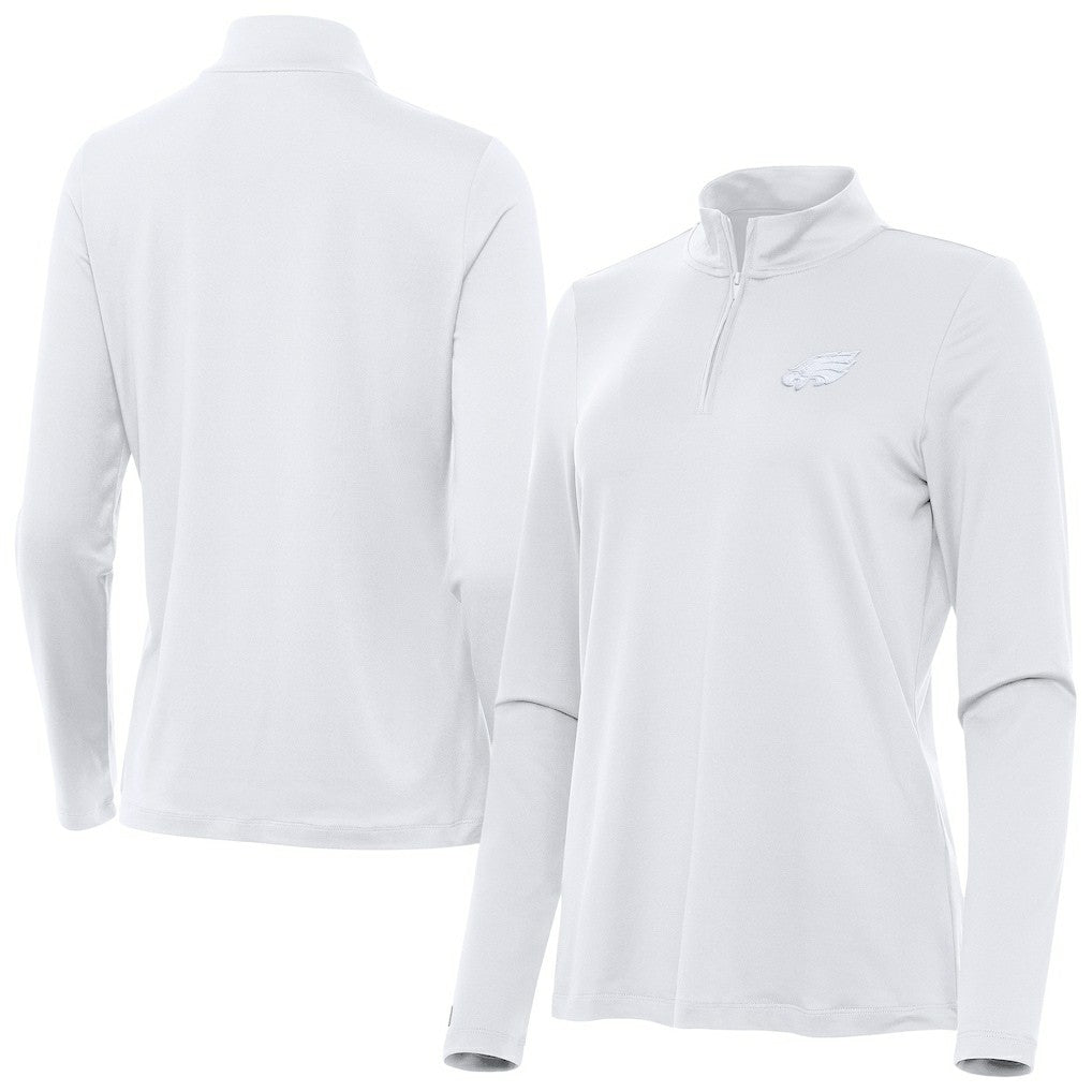 Philadelphia Eagles Antigua Women's Reprocess Quarter-Zip Top - White for sale