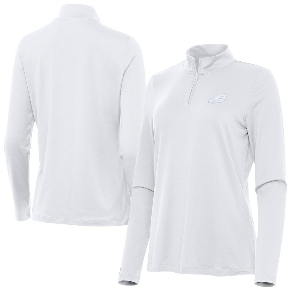 Philadelphia Eagles Antigua Women's Reprocess Quarter-Zip Top - White for sale