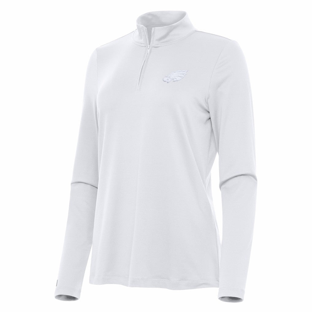 Philadelphia Eagles Antigua Women's Reprocess Quarter-Zip Top - White for sale