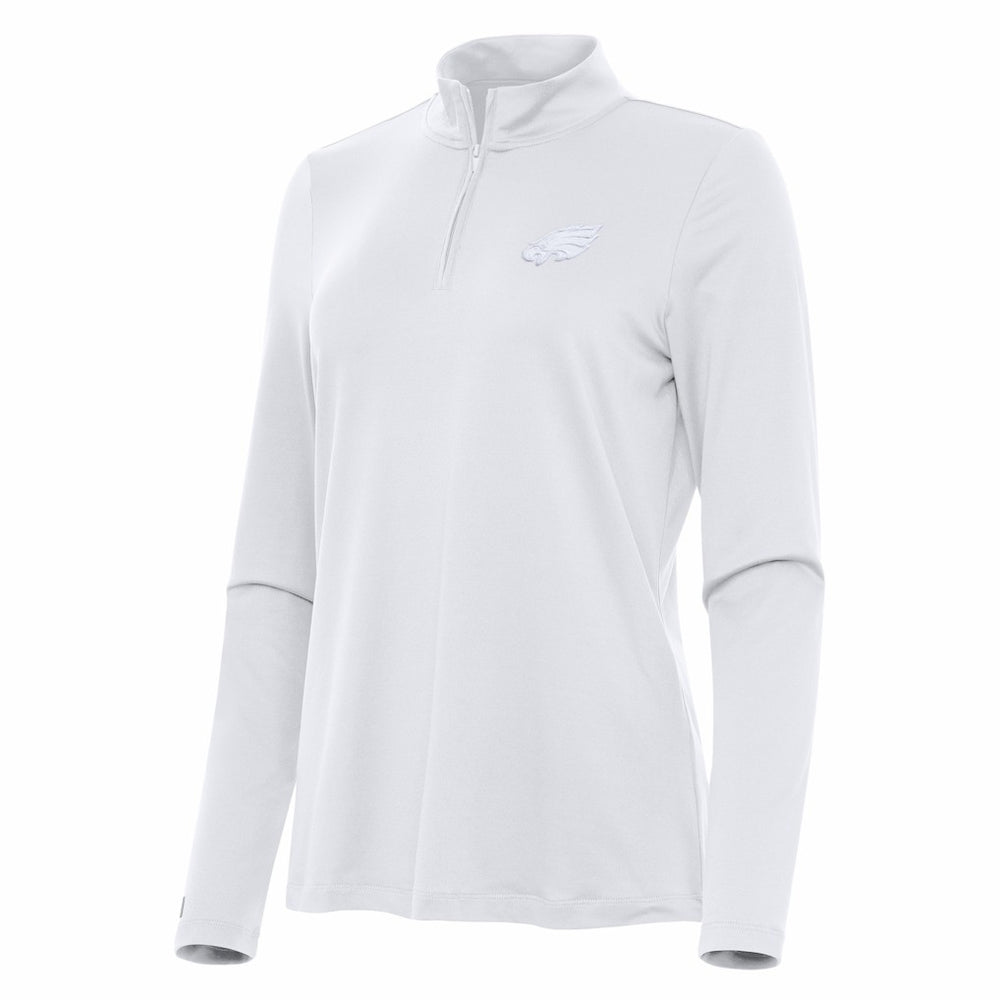Philadelphia Eagles Antigua Women's Reprocess Quarter-Zip Top - White for sale