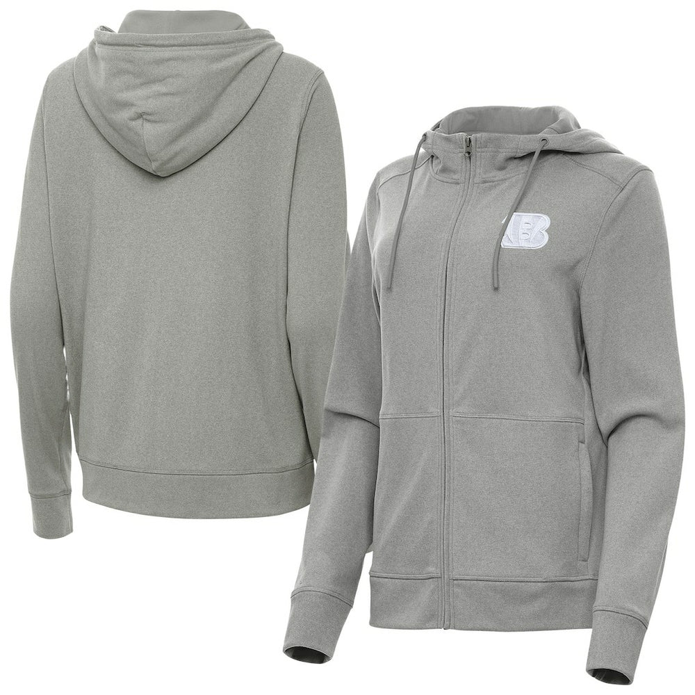 Cincinnati Bengals Antigua Women's Seeker Full-Zip Hoodie Jacket - Heather Gray on sale