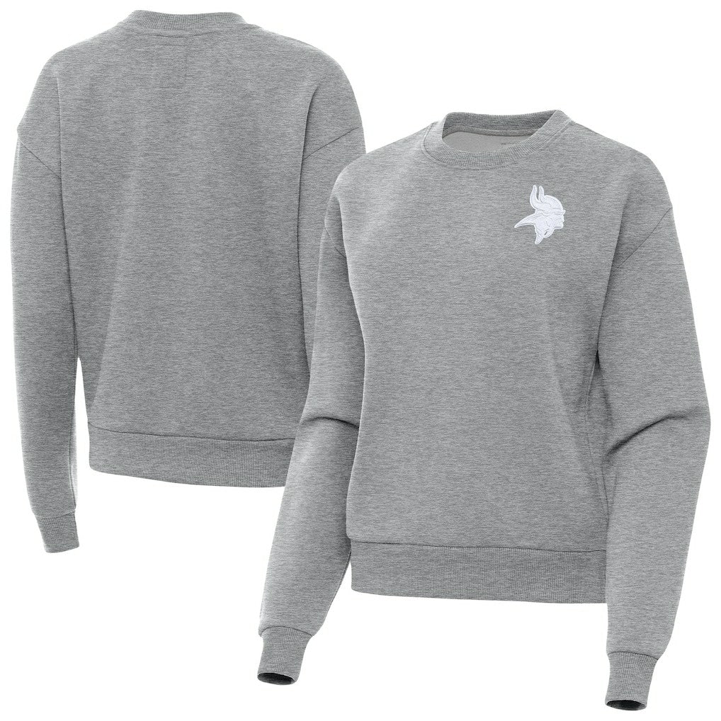 Minnesota Vikings Antigua Women's Victory Crew Pullover Sweatshirt - Heather Gray sale