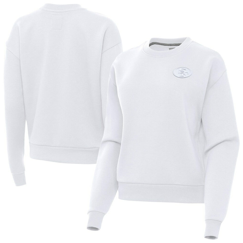 San Francisco 49ers Antigua Women's Victory Crew Pullover Sweatshirt - White online