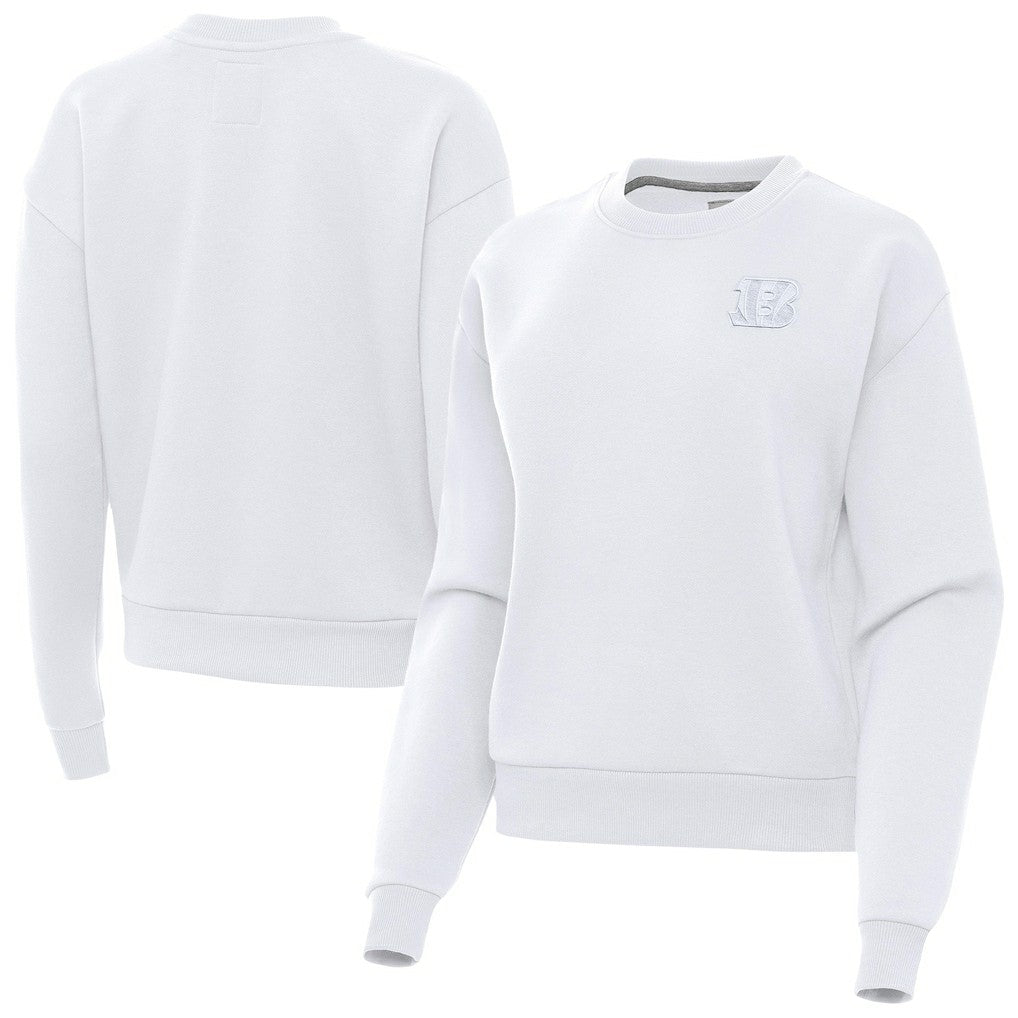 Cincinnati Bengals Antigua Women's Victory Crew Pullover Sweatshirt - White sale