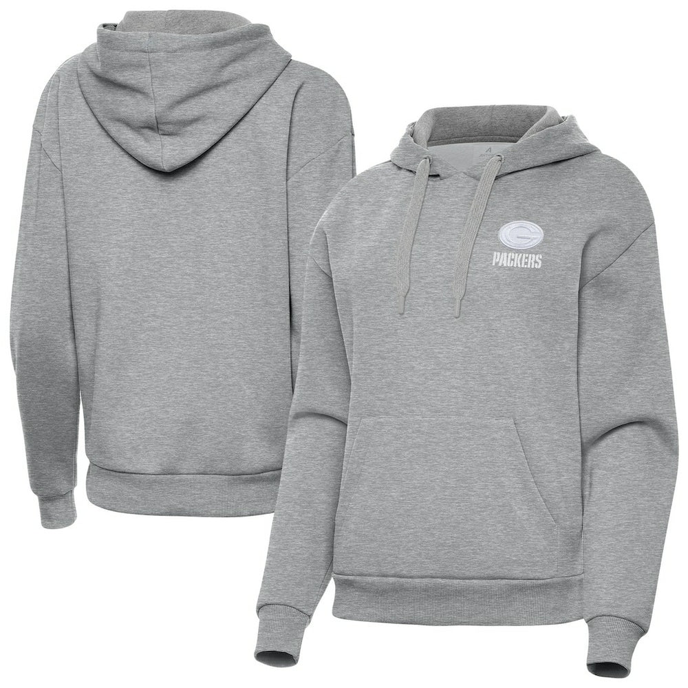Green Bay Packers Antigua Women's Victory Pullover Hoodie - Heather Gray for sale