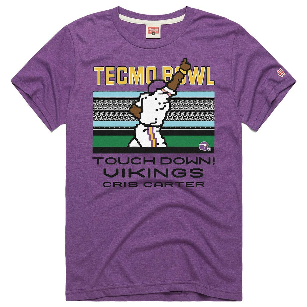 Cris Carter Minnesota Vikings Homage Unisex Tecmo Bowl Retired Player Graphic Tri-Blend T-Shirt - Purple on sale