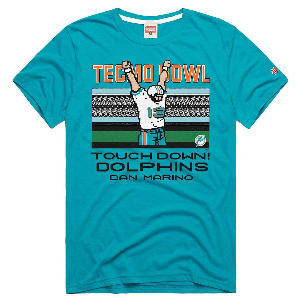Dan Marino Miami Dolphins Homage Unisex Tecmo Bowl Retired Player Graphic Tri-Blend T-Shirt - Aqua online