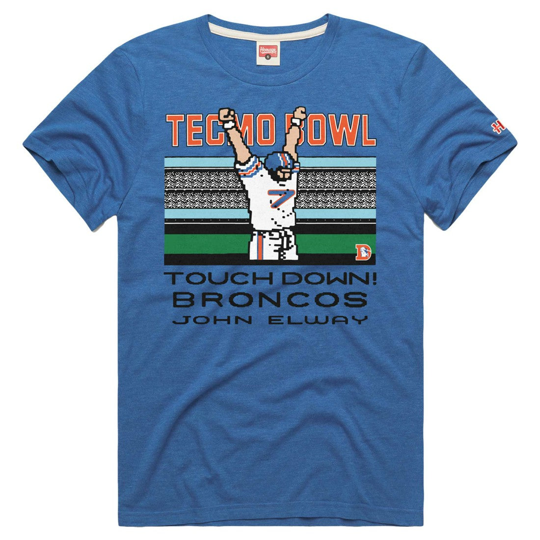 John Elway Denver Broncos Homage Unisex Tecmo Bowl Retired Player Graphic Tri-Blend T-Shirt - Royal discount