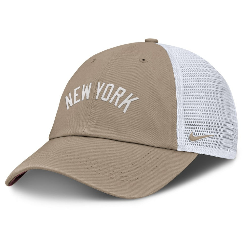 New York Yankees Unisex Mother's Day Club Trucker Adjustable Hat - Khaki/White | Nike