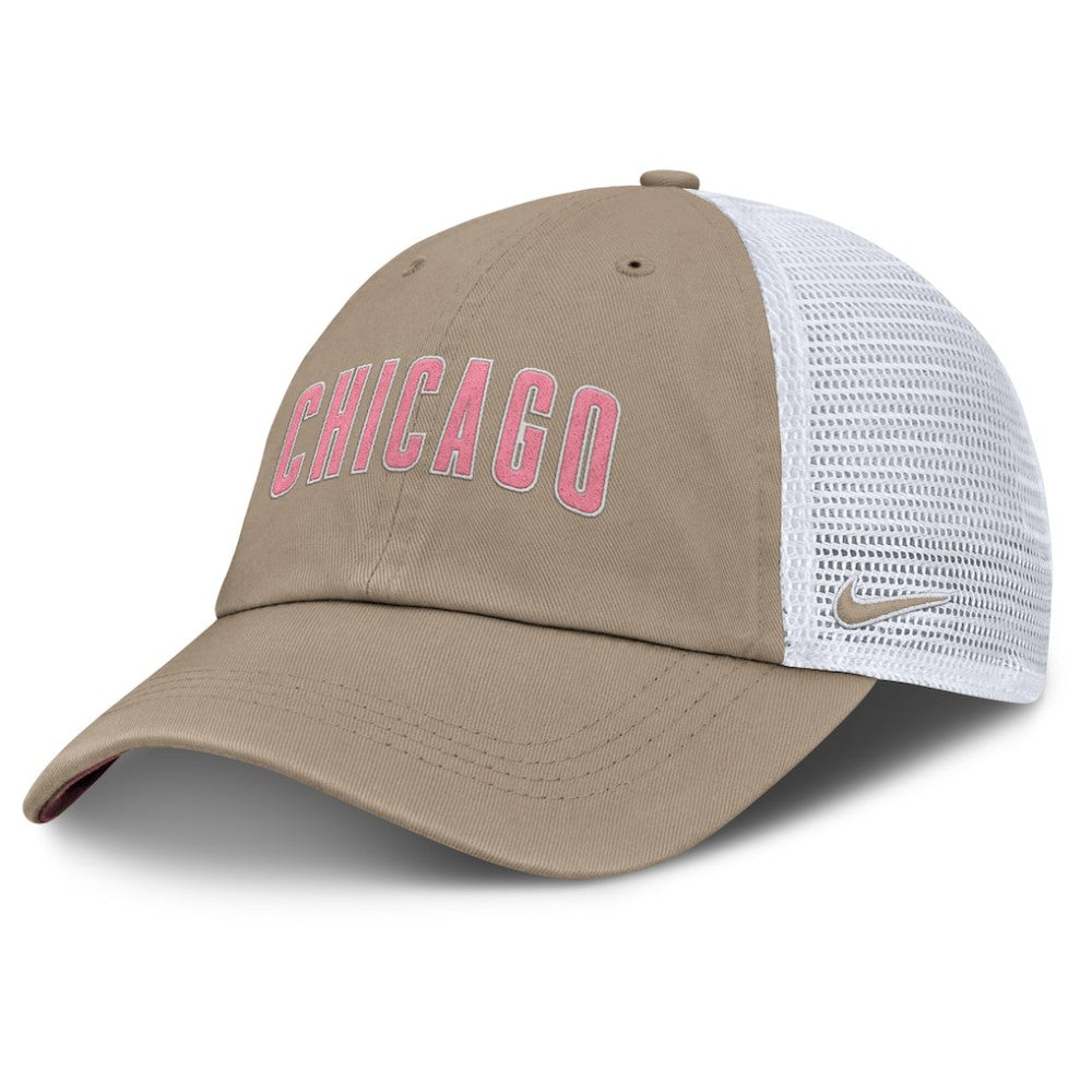 Chicago Cubs Unisex Mother's Day Club Trucker Adjustable Hat - Khaki/White | Nike