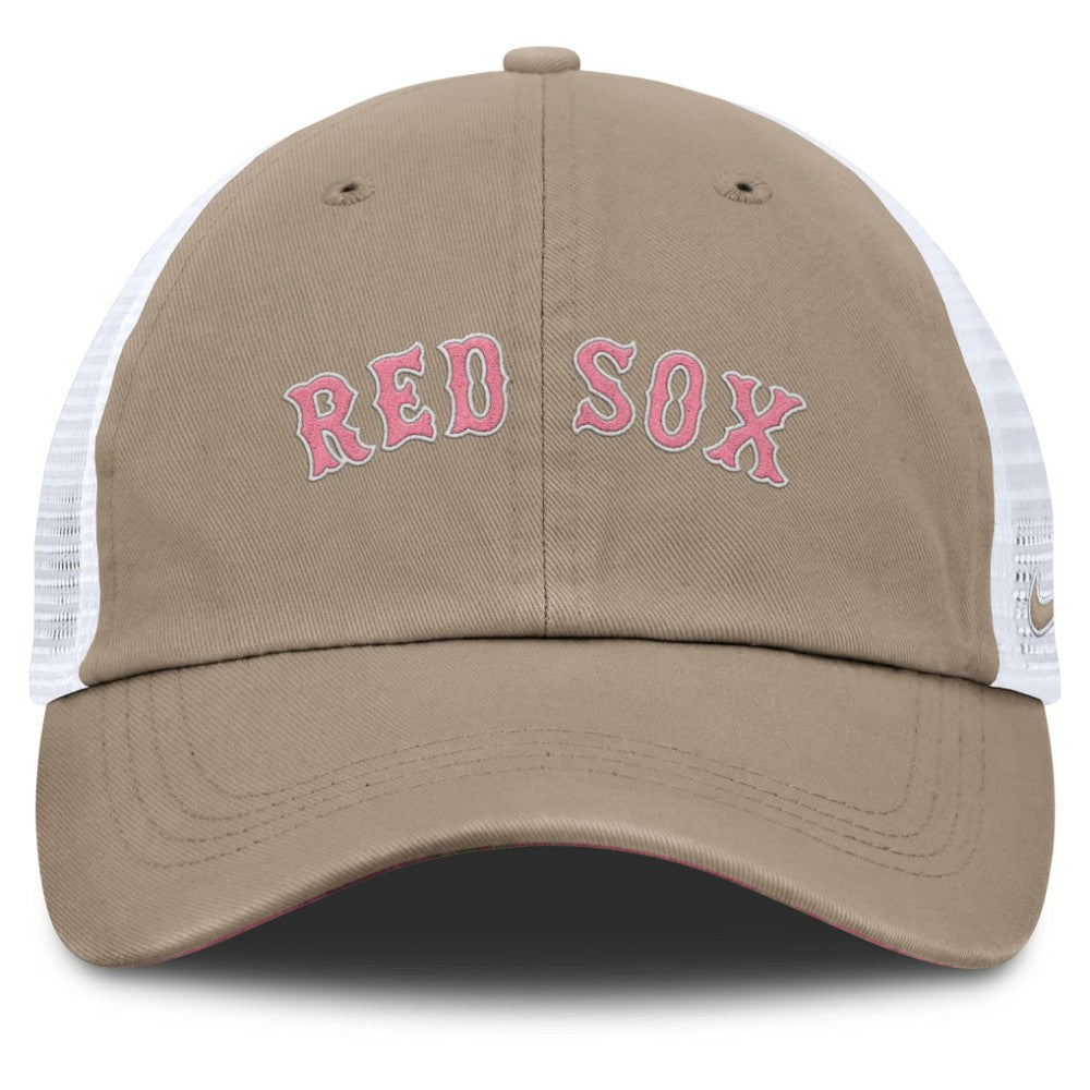 Boston Red Sox Unisex Mother's Day Club Trucker Adjustable Hat - Khaki/White | Nike