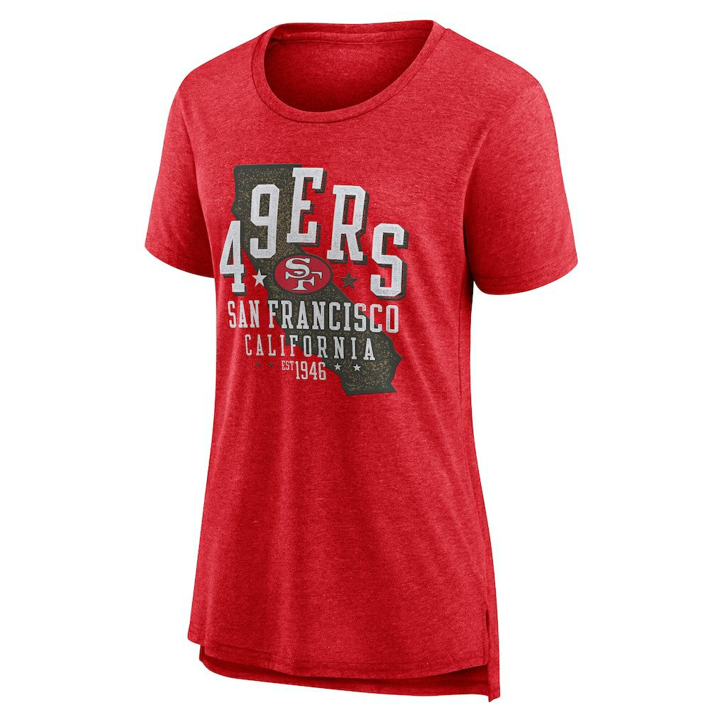 San Francisco 49ers Women's Vintage Graphic Tri-Blend Scoop Neck T-Shirt - Scarlet | Nike for sale