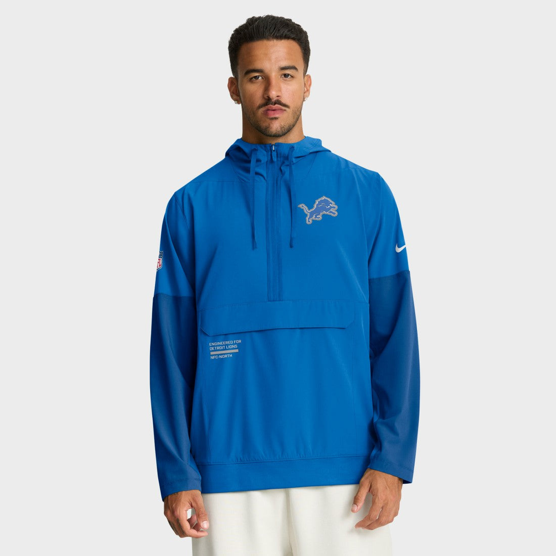 Detroit Lions Sideline Anorak Half-Zip Hoodie Jacket - Blue | Nike on sale