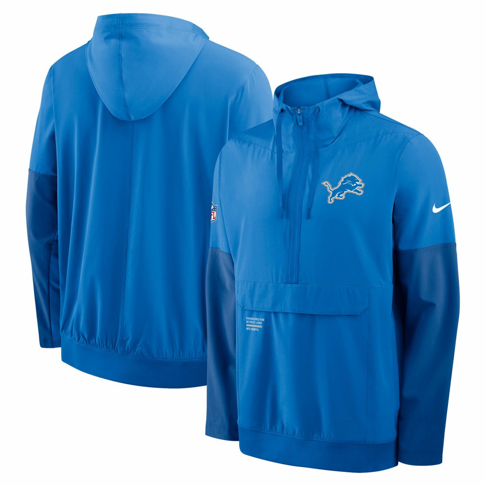 Detroit Lions Sideline Anorak Half-Zip Hoodie Jacket - Blue | Nike on sale