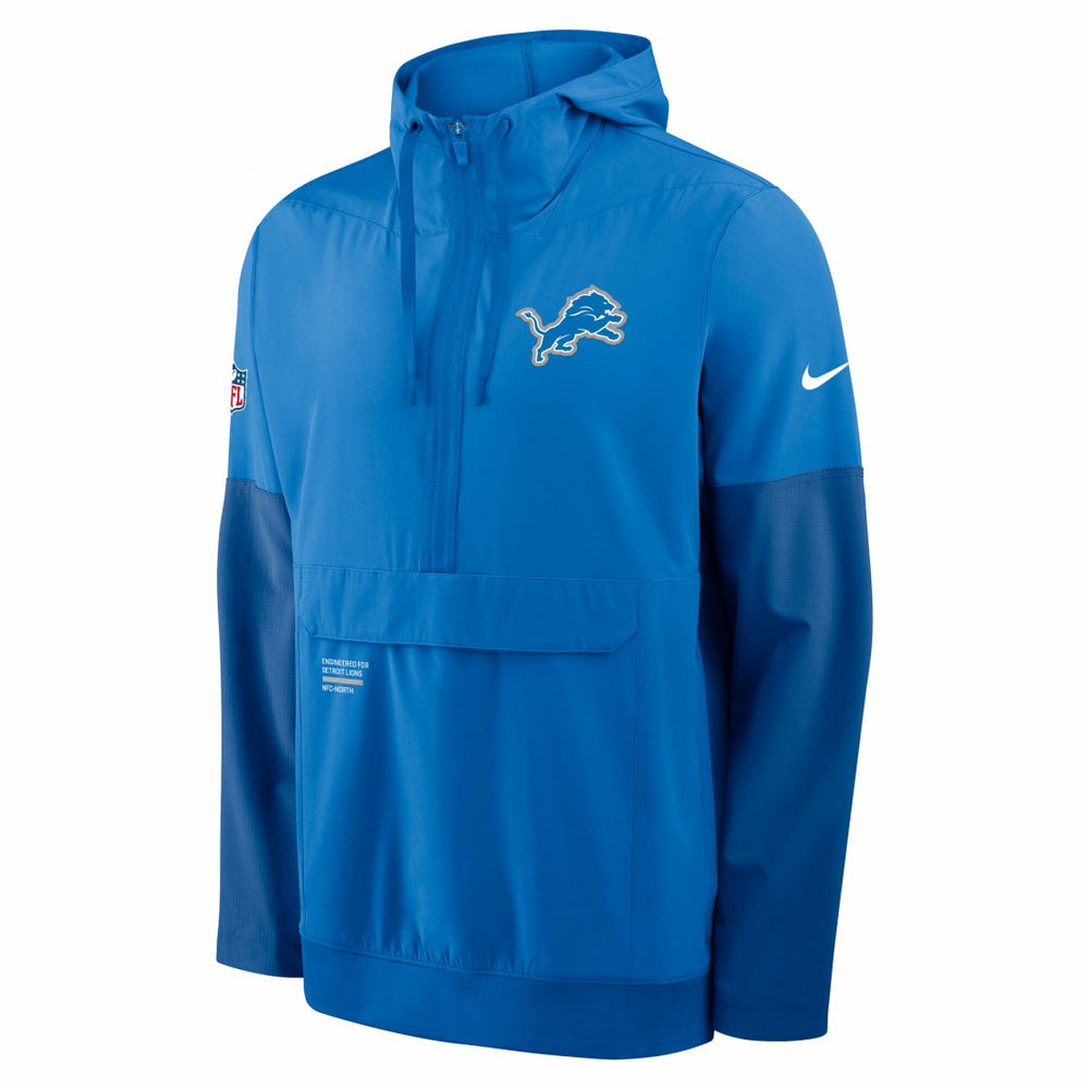 Detroit Lions Sideline Anorak Half-Zip Hoodie Jacket - Blue | Nike on sale
