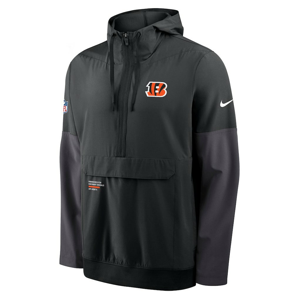 Cincinnati Bengals Sideline Anorak Half-Zip Hoodie Jacket - Black | Nike outlet