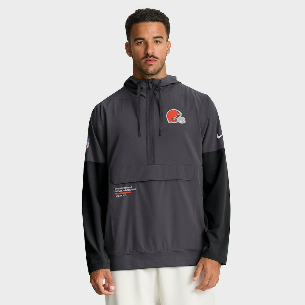 Cleveland Browns Sideline Anorak Half-Zip Hoodie Jacket - Anthracite | Nike outlet