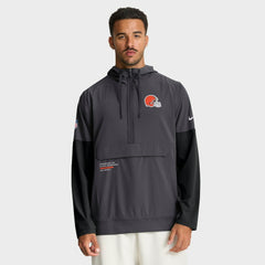 Cleveland Browns Sideline Anorak Half-Zip Hoodie Jacket - Anthracite | Nike outlet