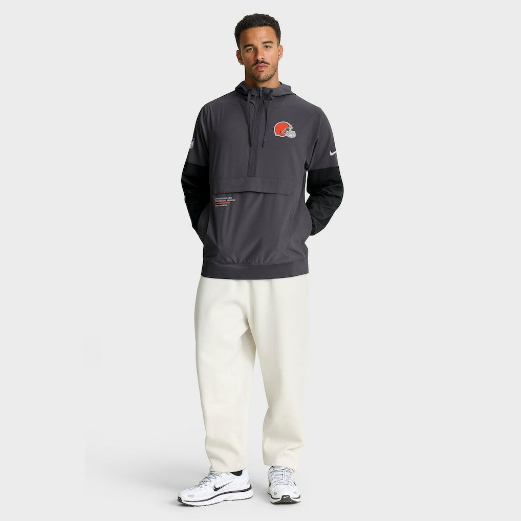 Cleveland Browns Sideline Anorak Half-Zip Hoodie Jacket - Anthracite | Nike outlet