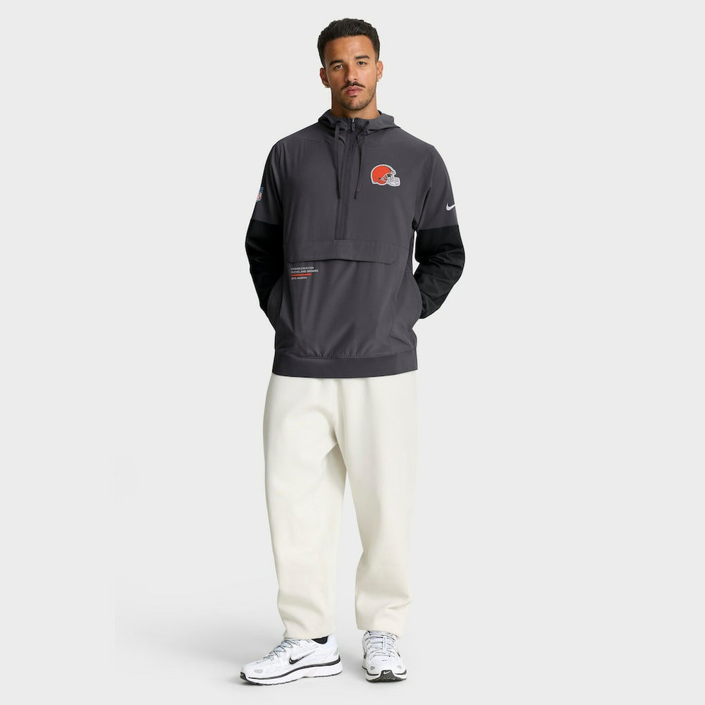 Cleveland Browns Sideline Anorak Half-Zip Hoodie Jacket - Anthracite | Nike outlet