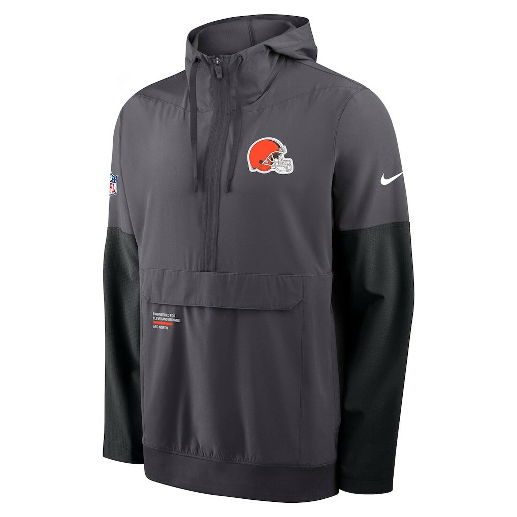 Cleveland Browns Sideline Anorak Half-Zip Hoodie Jacket - Anthracite | Nike outlet