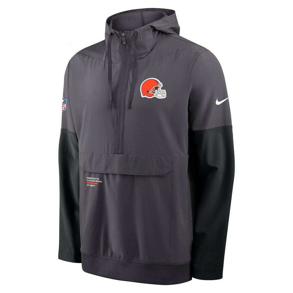 Cleveland Browns Sideline Anorak Half-Zip Hoodie Jacket - Anthracite | Nike outlet
