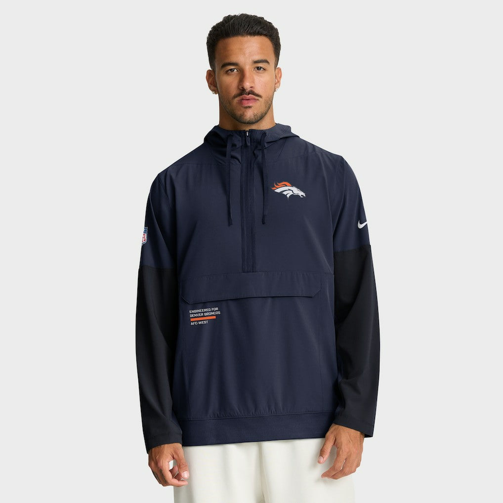 Denver Broncos Sideline Anorak Half-Zip Hoodie Jacket - Navy | Nike on sale