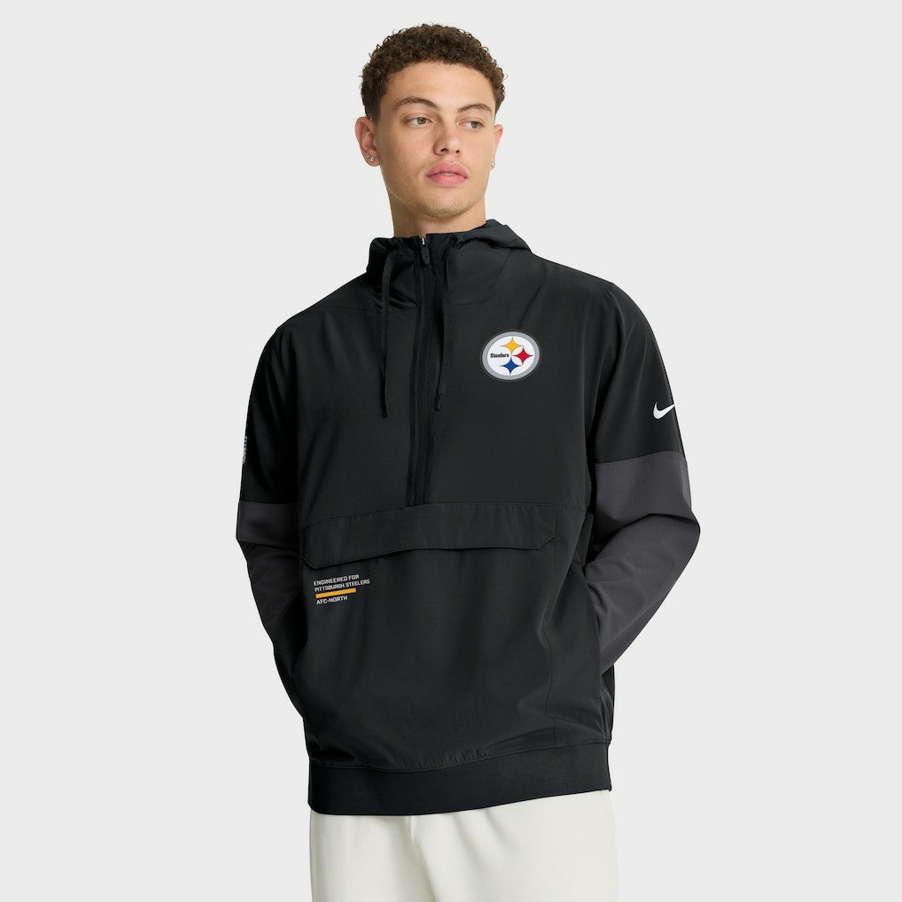 Pittsburgh Steelers Sideline Anorak Half-Zip Hoodie Jacket - Black | Nike outlet