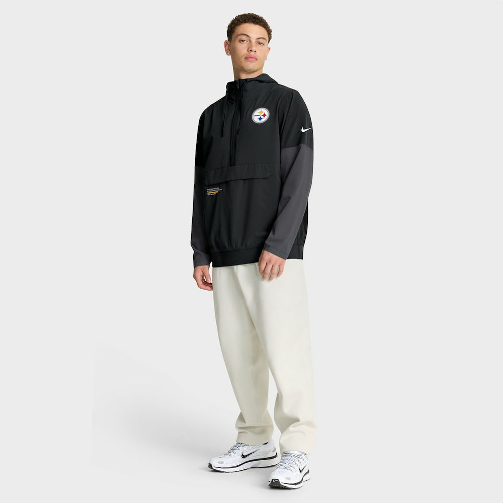 Pittsburgh Steelers Sideline Anorak Half-Zip Hoodie Jacket - Black | Nike outlet