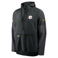 Pittsburgh Steelers Sideline Anorak Half-Zip Hoodie Jacket - Black | Nike outlet