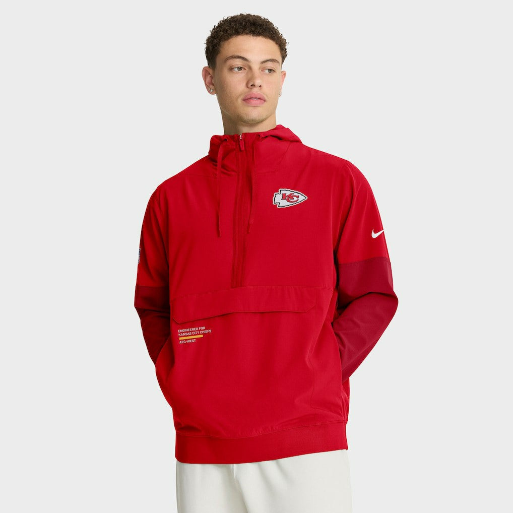 Kansas City Chiefs Sideline Anorak Half-Zip Hoodie Jacket - Red | Nike outlet