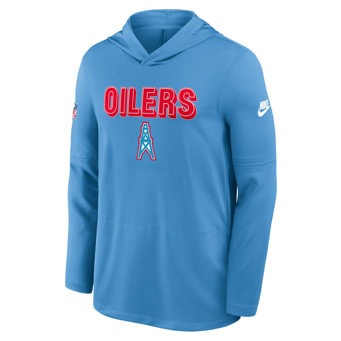 Tennessee Titans Sideline Oilers Throwback Dri-FIT Long Sleeve Hoodie T-Shirt - Light Blue | Nike outlet