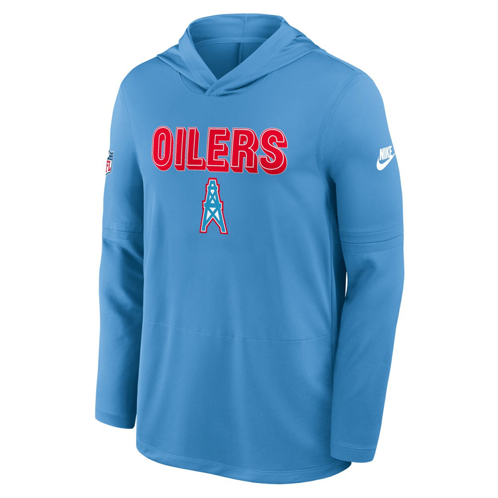 Tennessee Titans Sideline Oilers Throwback Dri-FIT Long Sleeve Hoodie T-Shirt - Light Blue | Nike outlet
