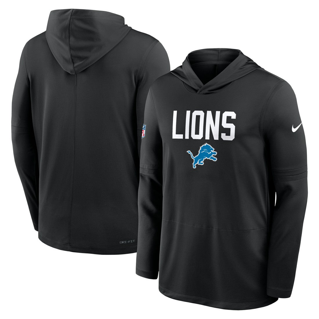 Detroit Lions Sideline Pass Accuracy Dri-FIT Long Sleeve Hoodie T-Shirt - Black | Nike outlet