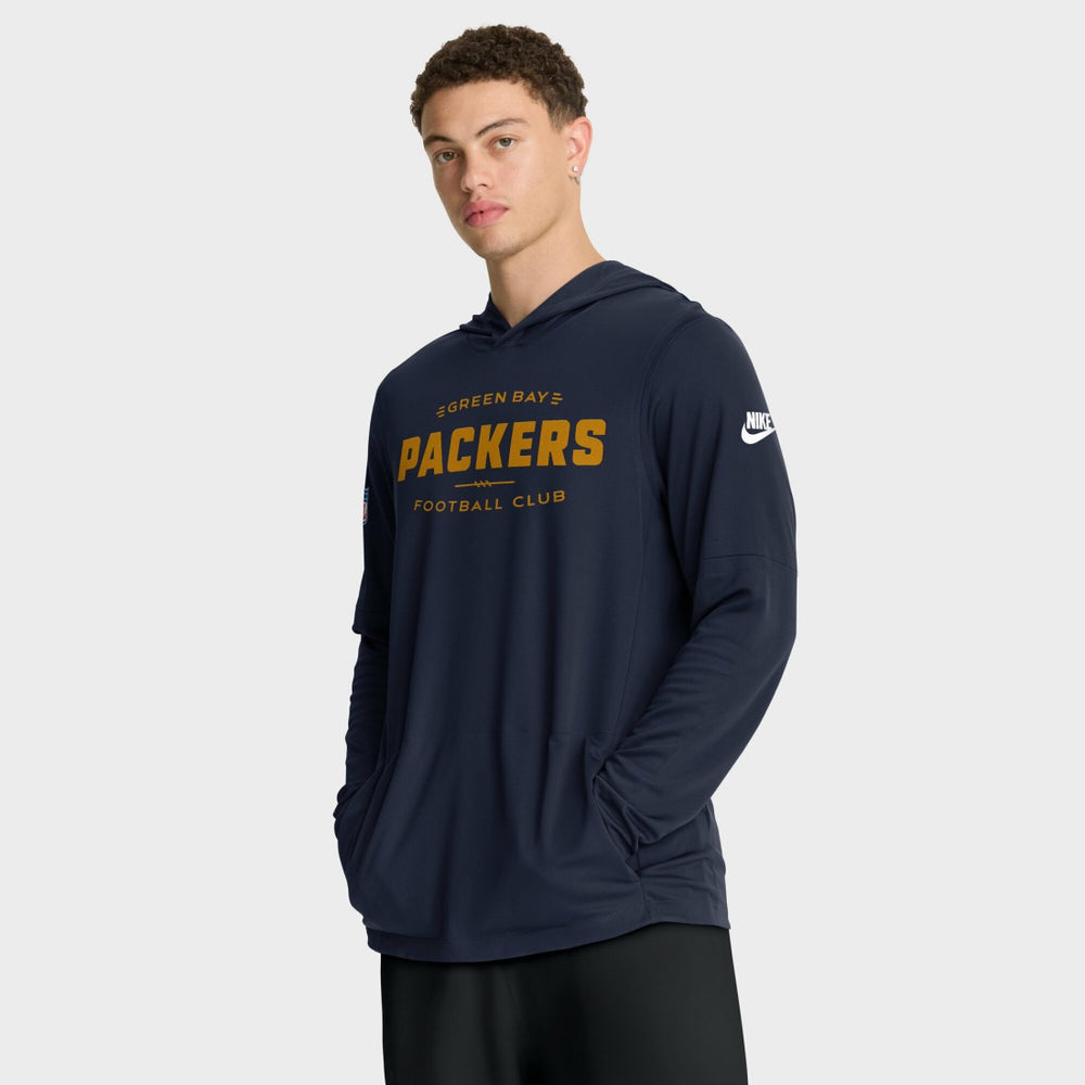 Green Bay Packers The 1923 Classic Pass Accuracy Dri-FIT Long Sleeve Hoodie T-Shirt - Navy | Nike outlet