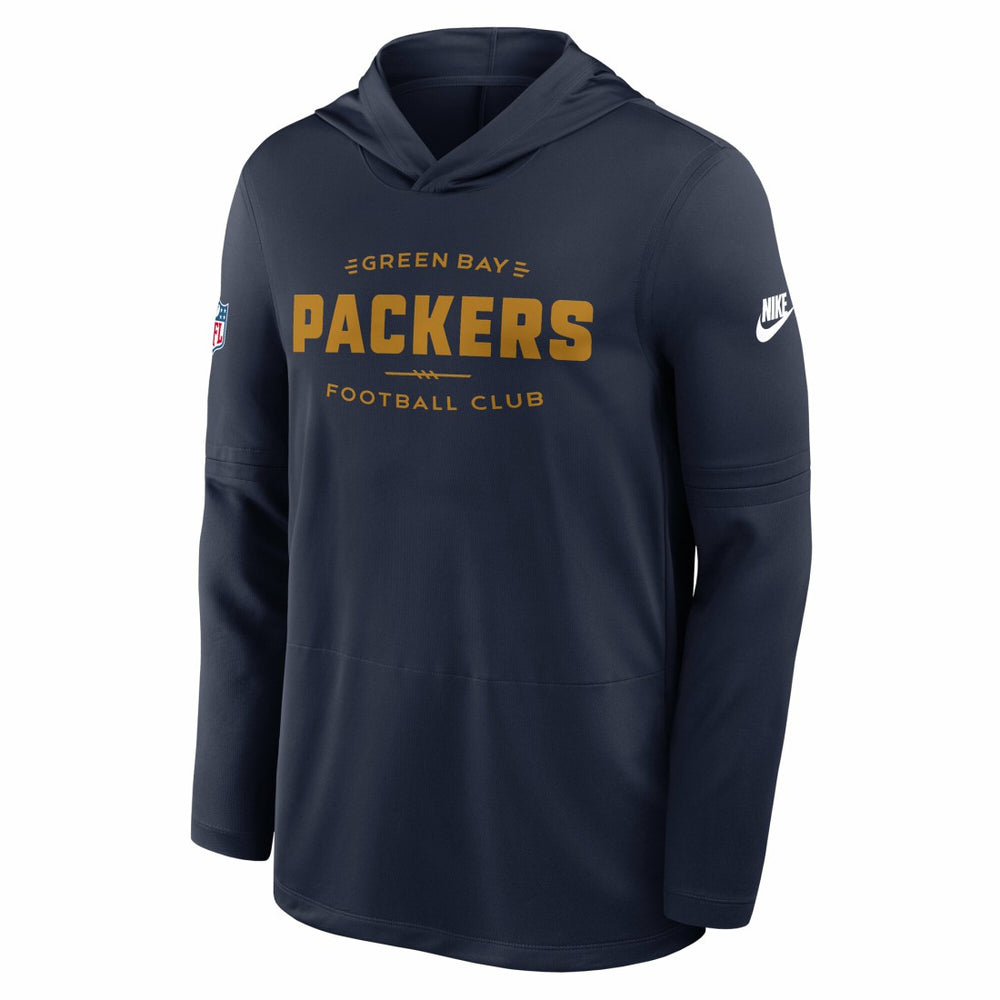 Green Bay Packers The 1923 Classic Pass Accuracy Dri-FIT Long Sleeve Hoodie T-Shirt - Navy | Nike outlet