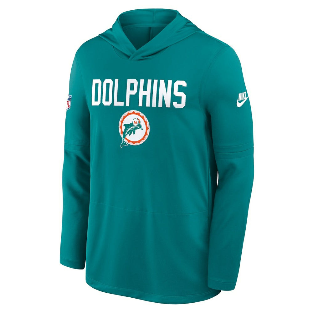 Miami Dolphins Sideline Pass Accuracy Dri-FIT Long Sleeve Hoodie T-Shirt - Aqua | Nike on sale