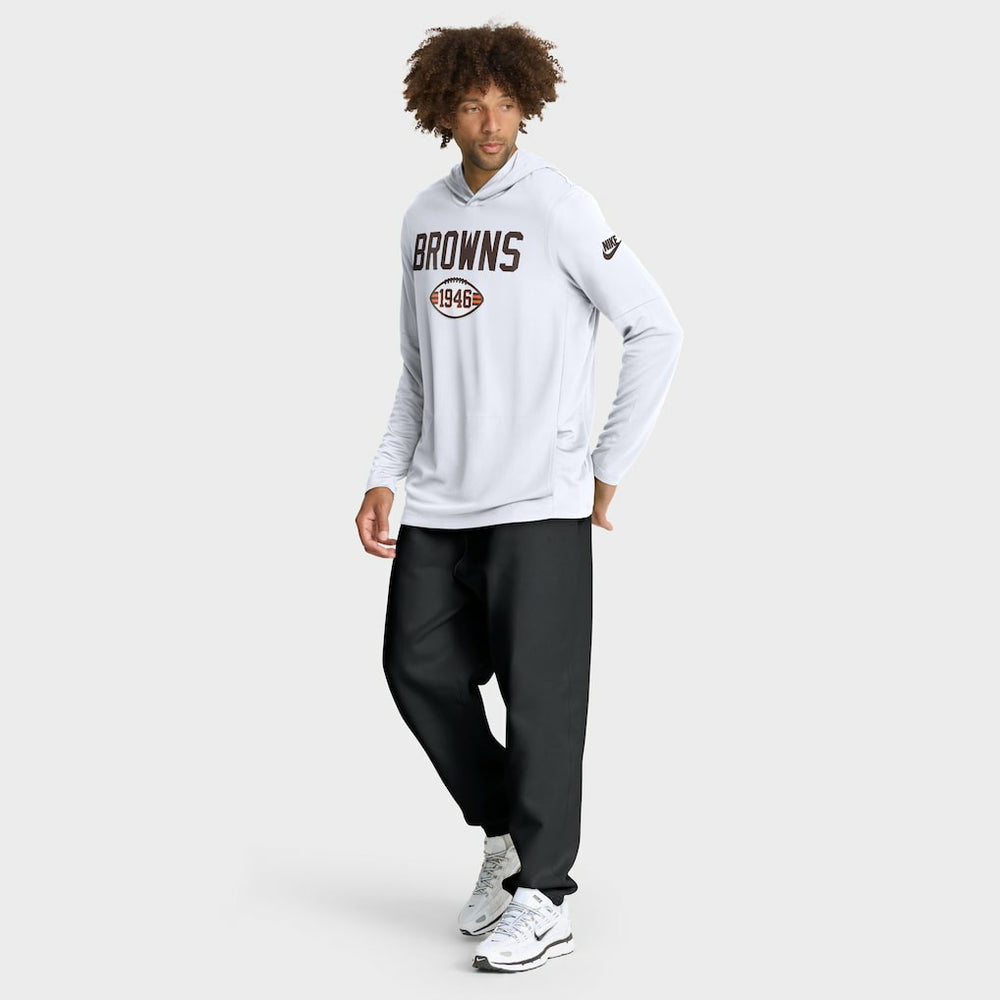 Cleveland Browns Sideline Pass Accuracy Dri-FIT Long Sleeve Hoodie T-Shirt - White | Nike discount