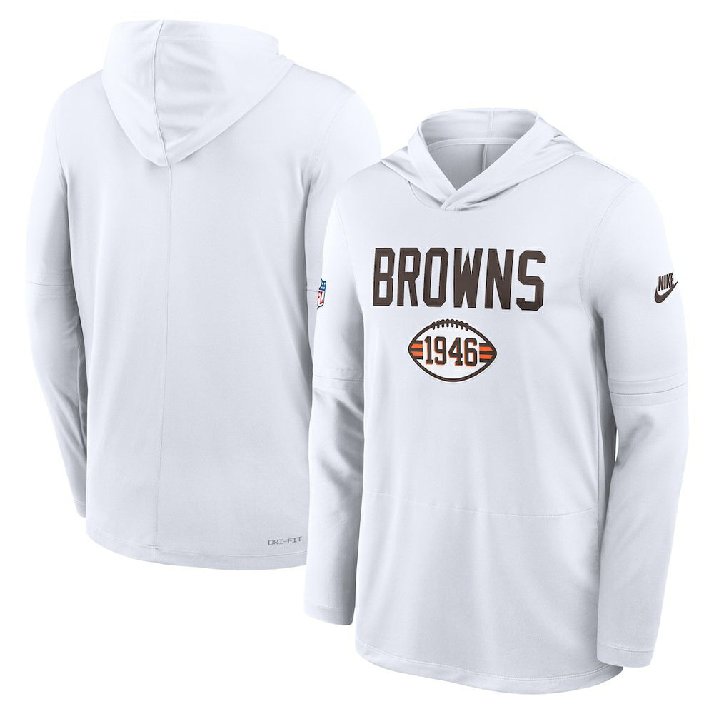 Cleveland Browns Sideline Pass Accuracy Dri-FIT Long Sleeve Hoodie T-Shirt - White | Nike discount