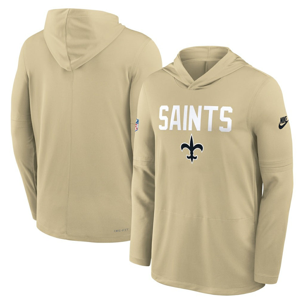 New Orleans Saints Sideline Pass Accuracy Dri-FIT Long Sleeve Hoodie T-Shirt - Gold | Nike sale