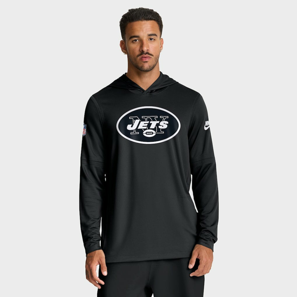 New York Jets Sideline Pass Accuracy Dri-FIT Long Sleeve Hoodie T-Shirt - Black | Nike sale