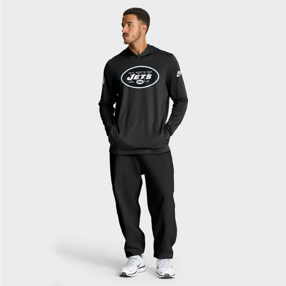 New York Jets Sideline Pass Accuracy Dri-FIT Long Sleeve Hoodie T-Shirt - Black | Nike sale