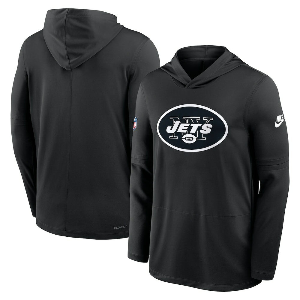 New York Jets Sideline Pass Accuracy Dri-FIT Long Sleeve Hoodie T-Shirt - Black | Nike sale