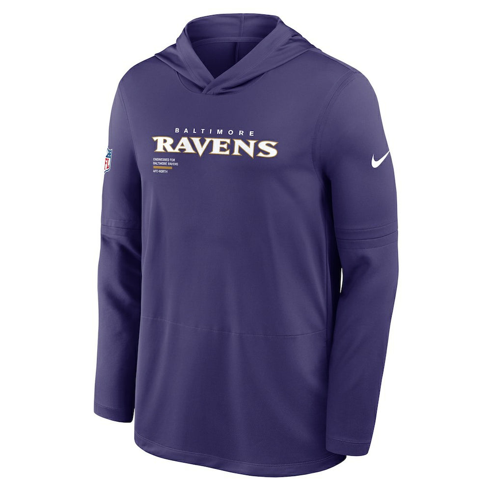 Baltimore Ravens Sideline Pure Fury Performance Long Sleeve Hoodie T-Shirt - Purple | Nike for sale