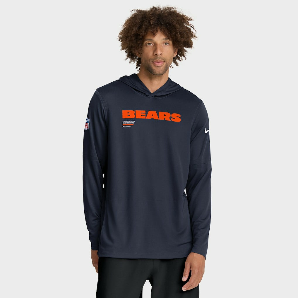 Chicago Bears Sideline Pure Fury Performance Long Sleeve Hoodie T-Shirt - Navy | Nike online